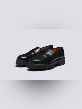 Grenson Black Leather mens Loafers with Red Insole